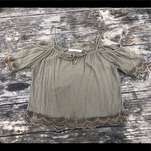 off the shoulder olive green top